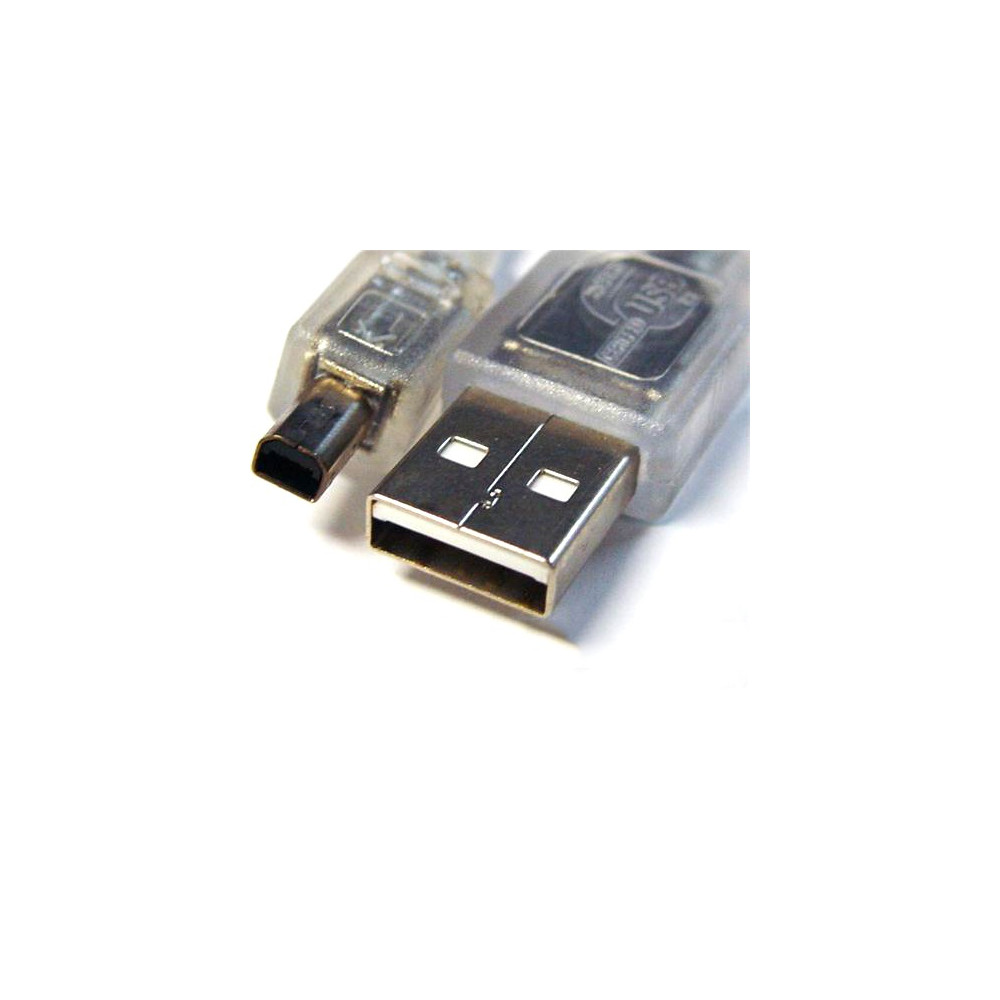 8ware UC-2403ABN USB 2.0 Cable 3m A to B 4-pin Mini Transparent Metal Sheath UL Approved - Image 1