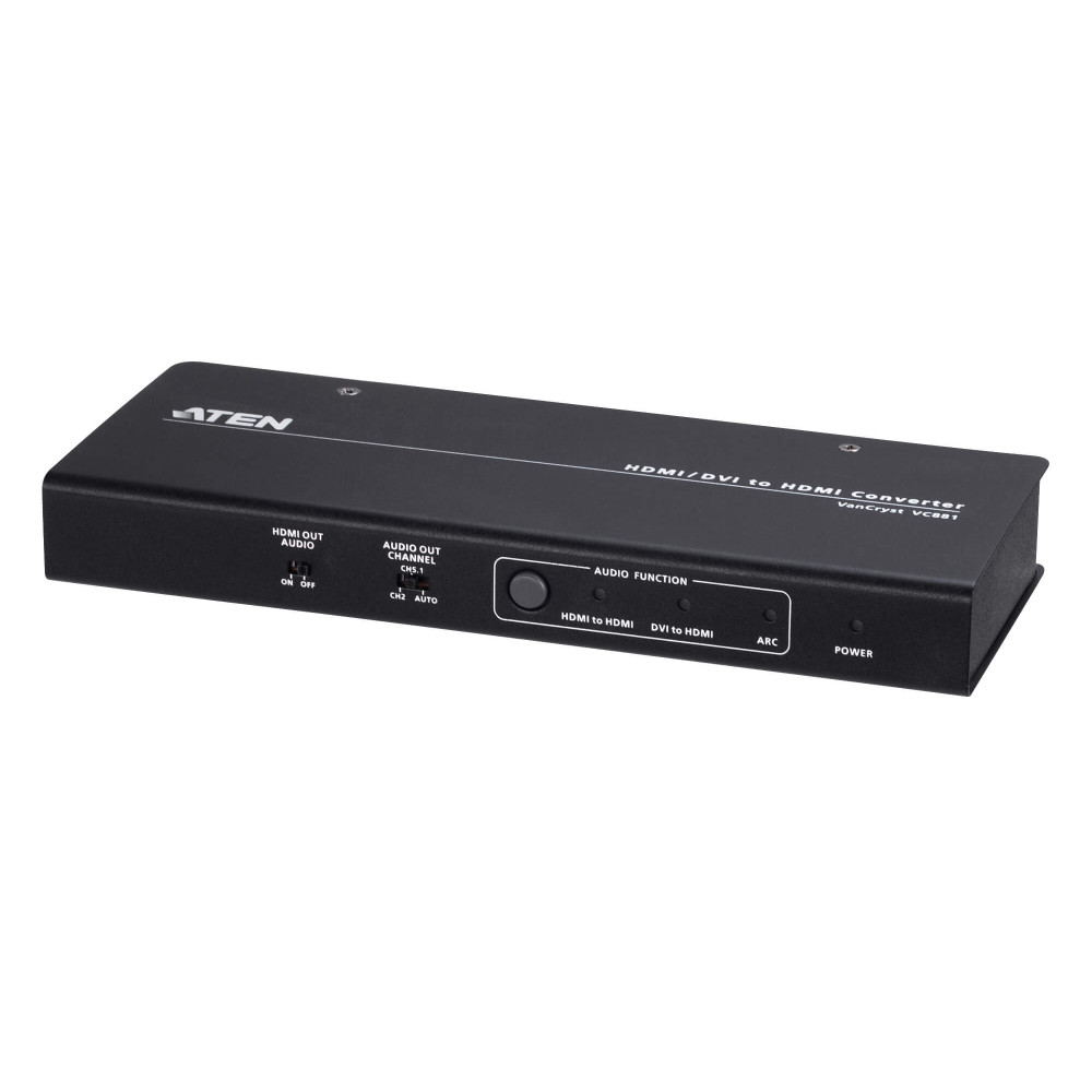 Aten VC881-AT-U 4K HDMI/DVI to HDMI Converter with Audio De-Embedder, supports ARC and DVI + Audio In to HDMI conversion, analog audio out and digital audio out - Image 1