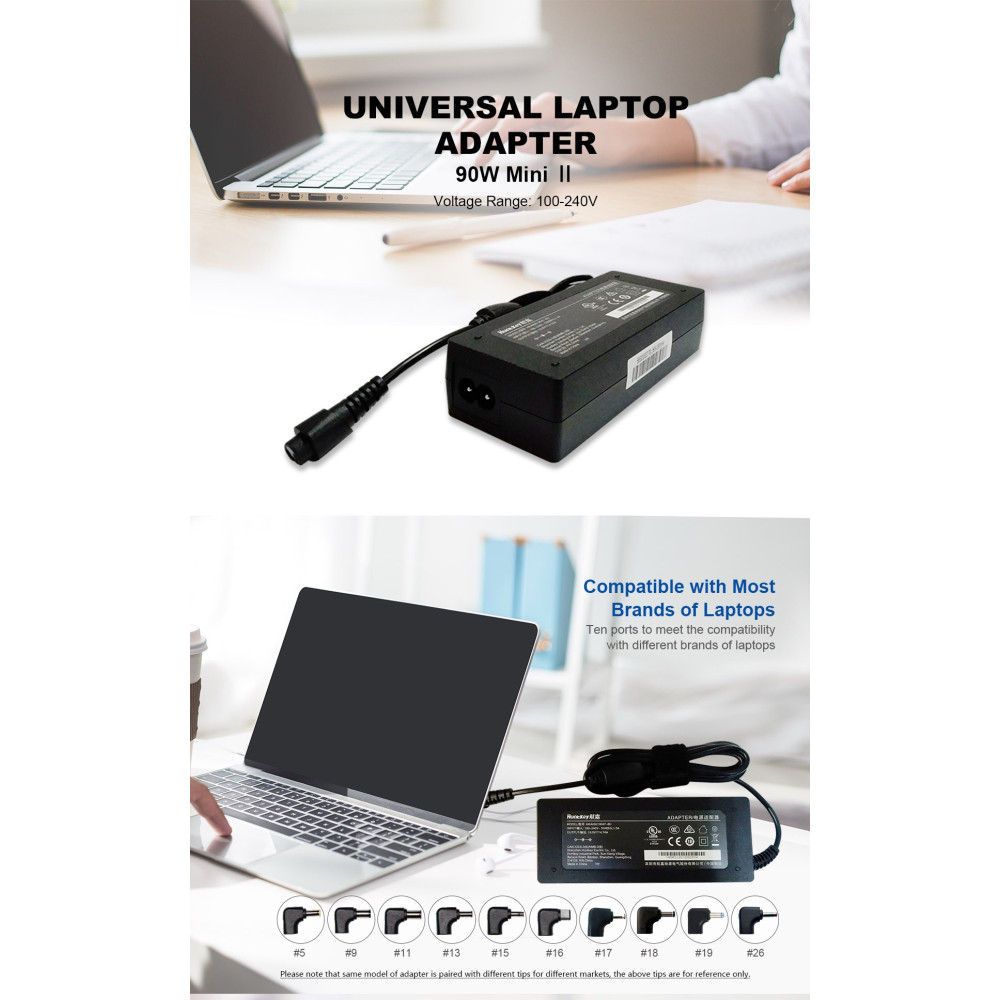 Huntkey NBAHUN90WIIMINI-1 HKA09019047-8D: 90W MINI II EDITION NOTEBOOK ADAPTER WITH 10 TIPS (2,5,9,11,12,13,16, 17,19,26 ) - Image 6