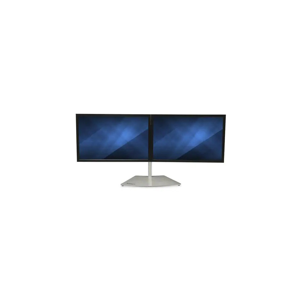 StarTech ARMDUOSS Dual Monitor Stand, Free Standing Desktop Pole Stand for 2x 24" (17.6lb/8kg) VESA Mount Displays, Height Adjustable, Silver - VESA 75x75/100x100mm free standing dual monitor stand for displays up to 24" (18lb) - Height adjustab - Image 5