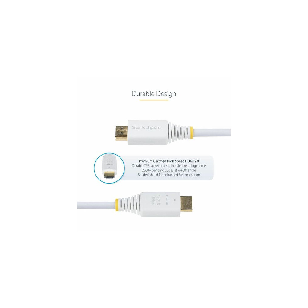 StarTech HDMI2-CABLE-4K60-10W 10FT (3M) PREMIUM CERTIFIED HIGH SPEED HDMI CABLE, 4K60HZ, LTW - Image 5
