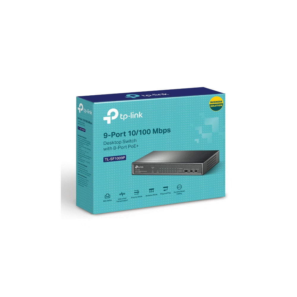 TP-LINK TL-SF1009P (CH) 9-Port 10/100Mbps Desktop Switch with 8-Port PoE+, Up to 65W for 8 PoE ports, Up to 30W for each PoE port - Image 1