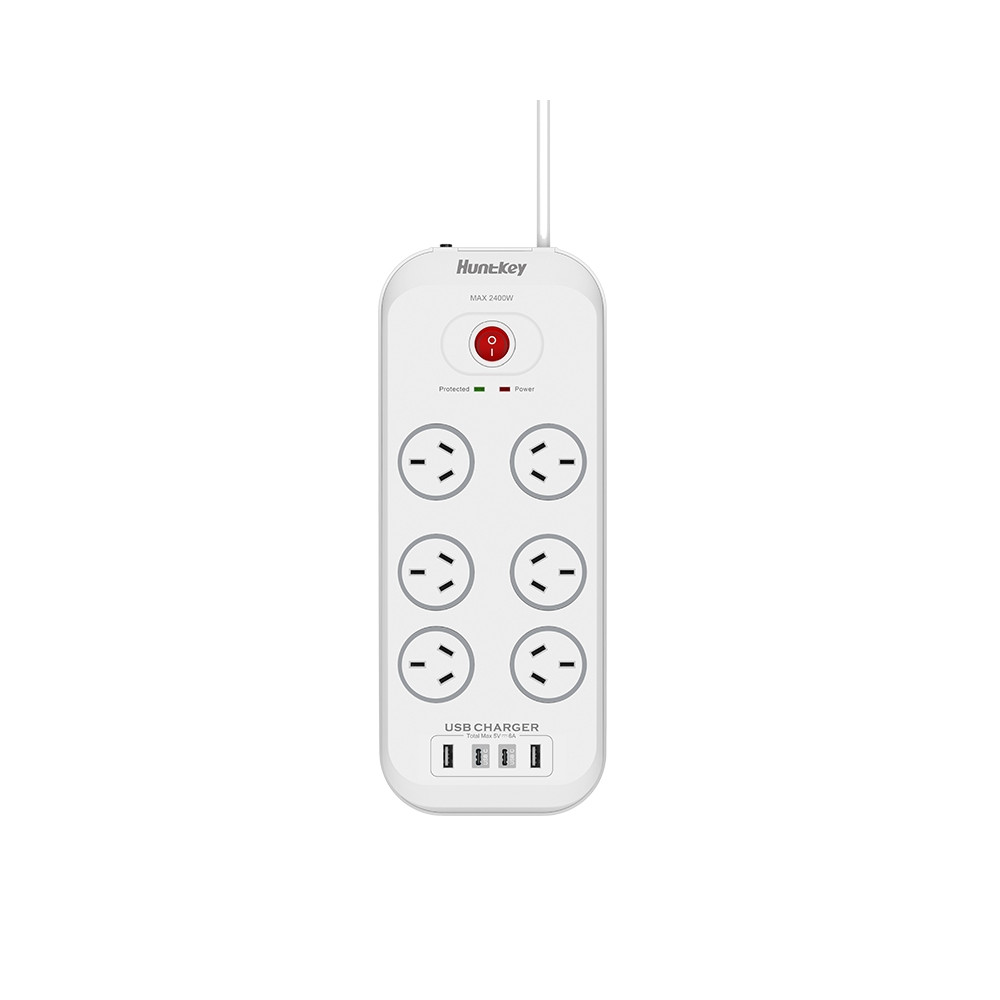 Huntkey PSUHUNSAC607C SAC607C 6 Outlets Surge Protector Powerboard with 2x USB-A & 2x USB-C - Image 1