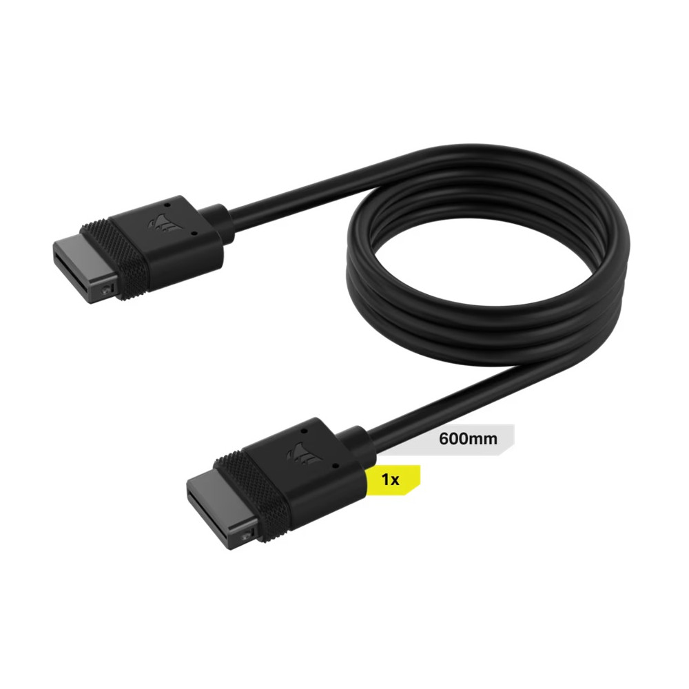 Corsair CL-9011119-WW iCUE LINK Cable, 1x 600mm with Straight connectors, Black - Image 1