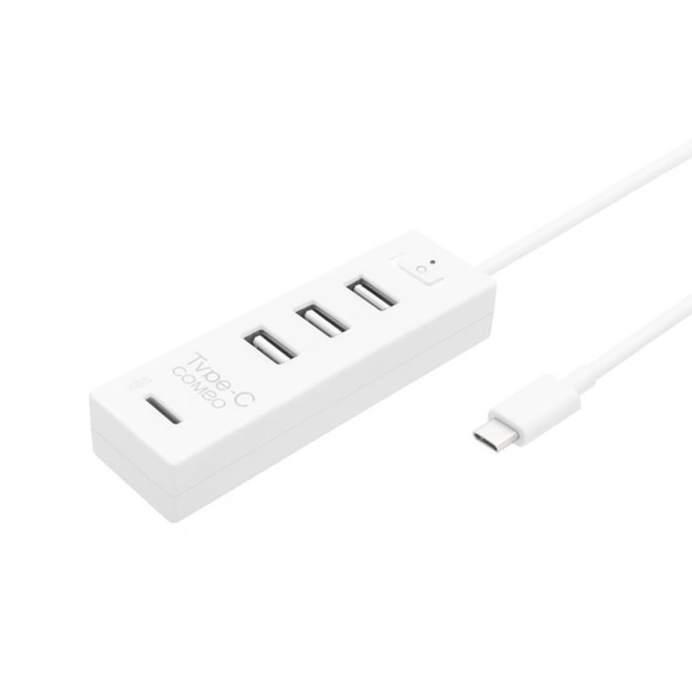 EZcool USBINTHUBHYD9802T Type-C USB 3.1 3-Port Hub with switch + Card Reader Combo White - Image 1