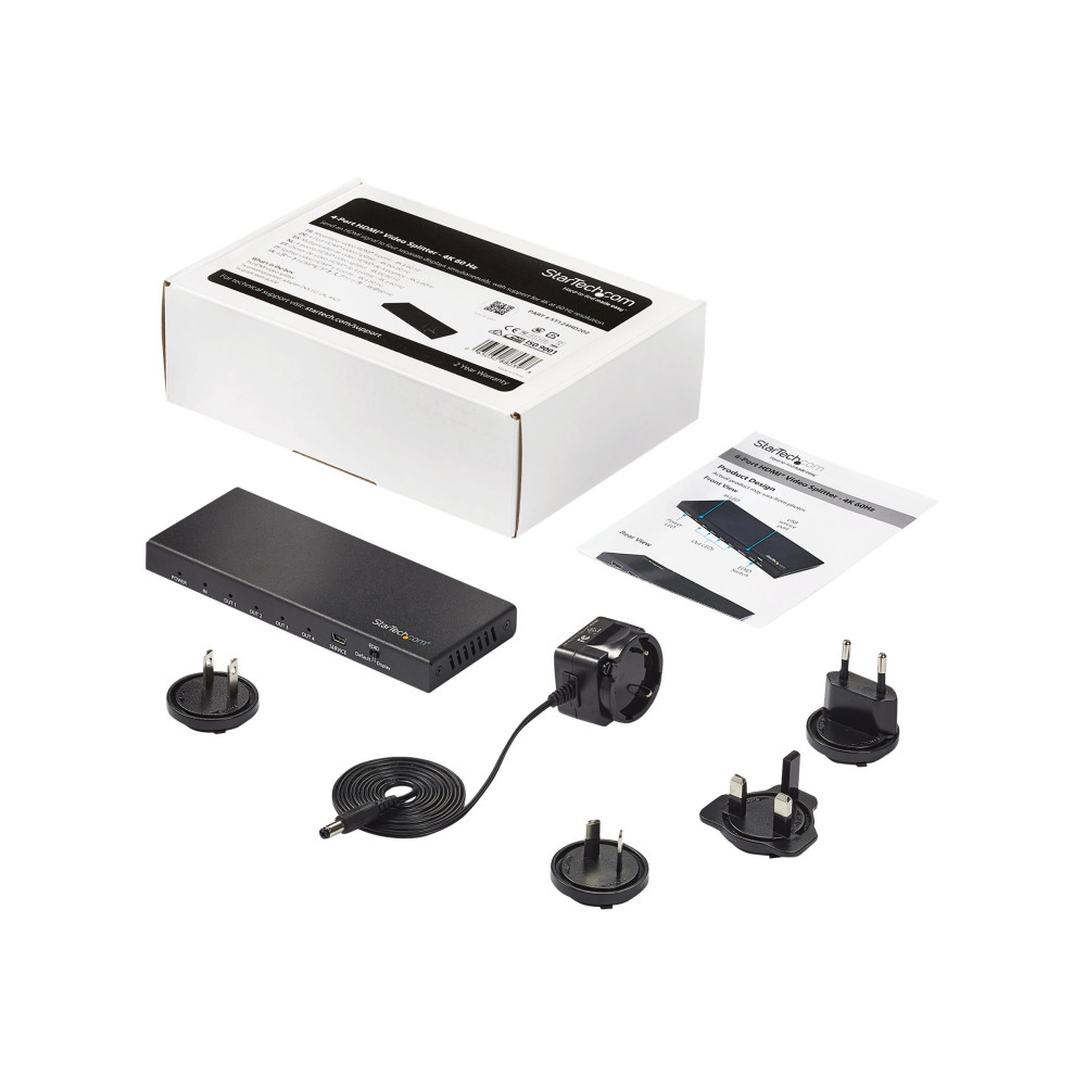 StarTech ST124HD202 4 PORT HDMI SPLITTER - 4K 60HZ - 1X4 WAY HDMI 2.0 SPLITTER 2YR - Image 3