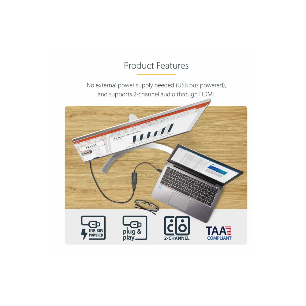 StarTech USB32HDES SLIM USB 3.0 TO HDMI EXTERNAL VIDEO CARD MULTI MONITOR ADAPTER 2YR - Image 2