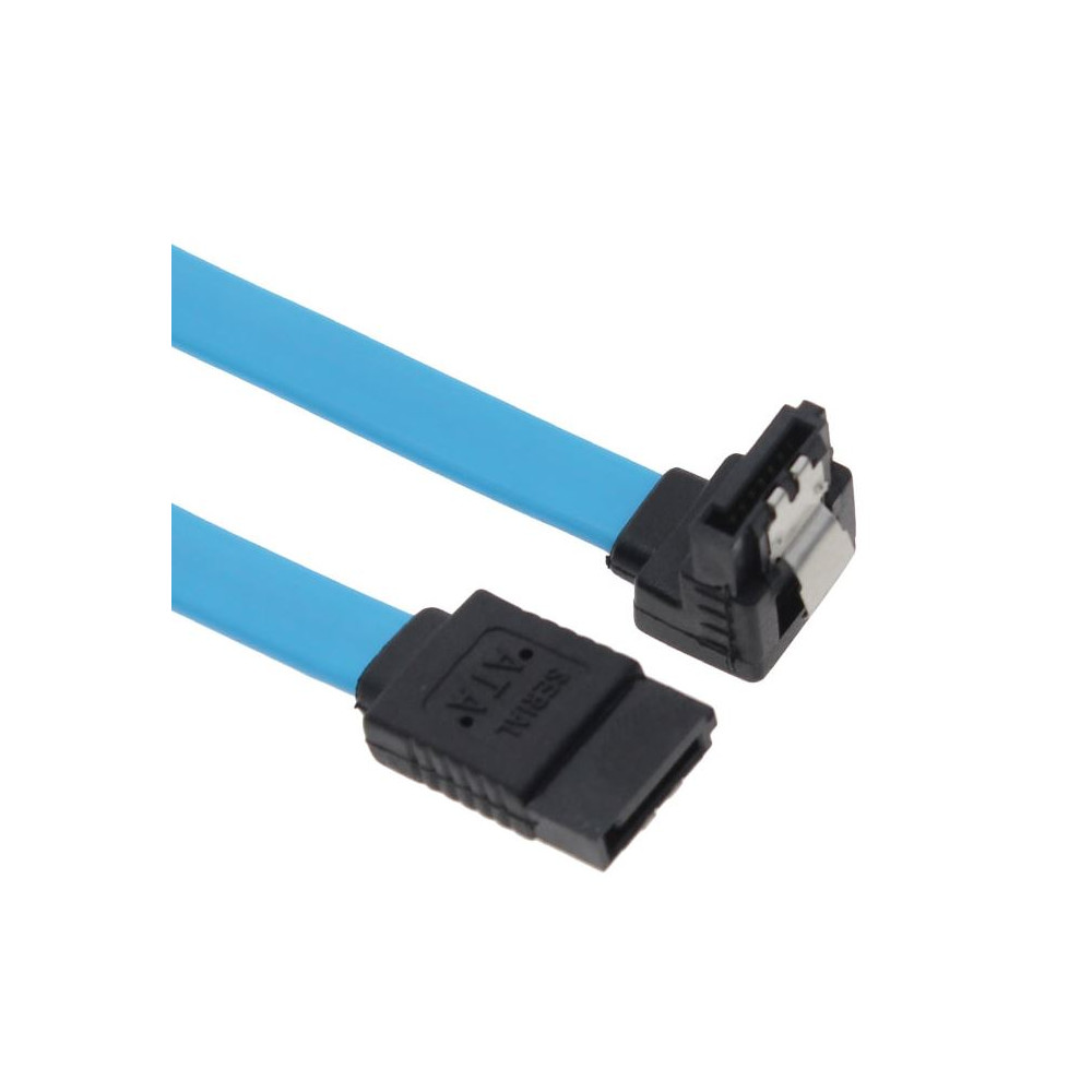 Astrotek AT-SATA3-90D SATA 3.0 Data Cable 50cm Male to Male 180 to 90 Degree with Metal Lock 26AWG Blue LS - Image 1
