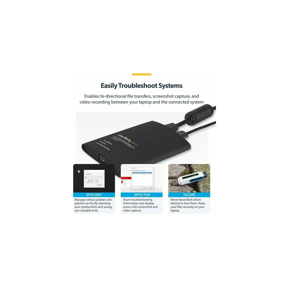 StarTech NOTECONS02 USB Crash Cart Adapter with File Transfer & Video Capture at 1920 x1200 60Hz, TAA - KVM adapter accesses any VGA and USB system - Instant BIOS-level control - Video capture at 1920 x 1200 60Hz - Share troubleshooting info wit - Image 7