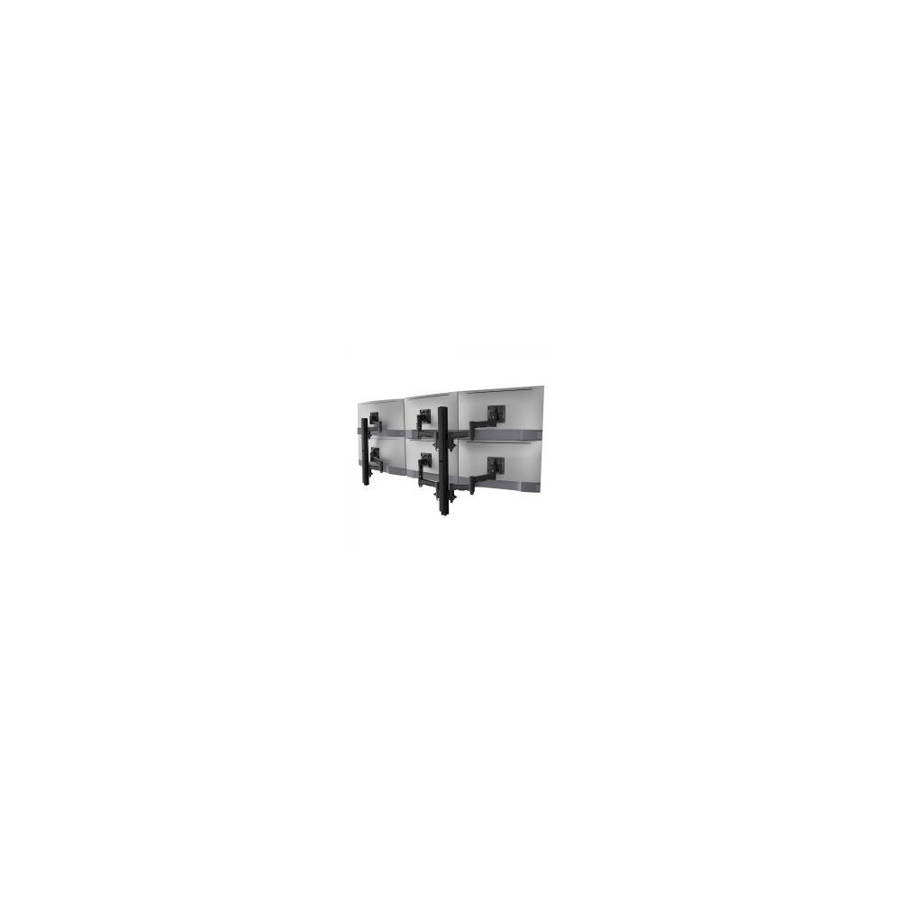 Atdec AWMS-6-46275-H-B Hex Monitor Mount on Two Posts - Grommet Clamp - Heavy-Duty F-Clamp - Black - Image 1