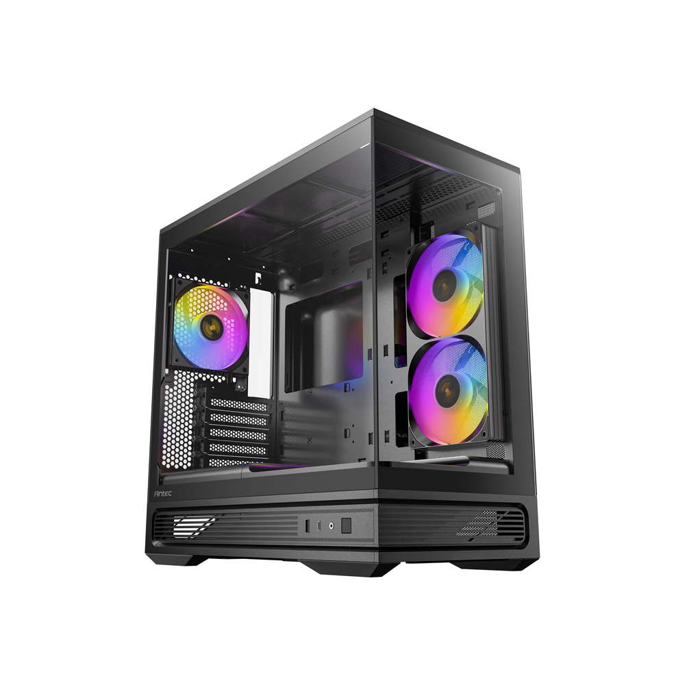 Antec C2M ARGB - Black, Micro-ATX/ITX, steel/glass, 5 slots, 415mm GPU, 165mm CPU, 240mm ARGB fan, USB-C 10Gbps - Image 1