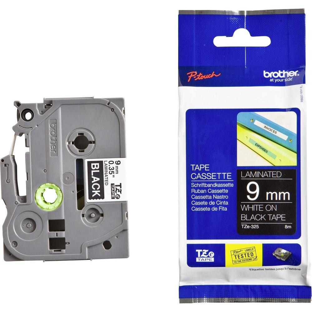 Brother TZE-325 9mm White on Black TZE Tape - Image 1
