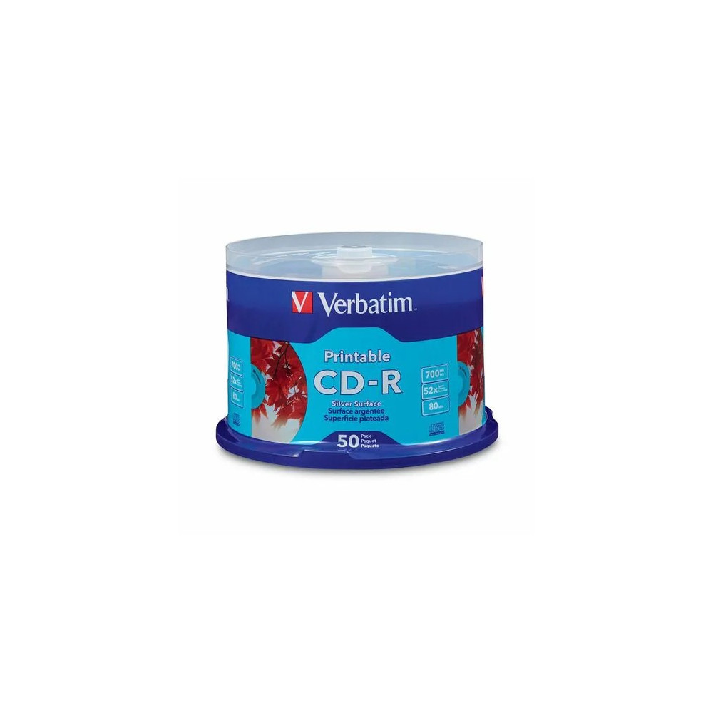 Verbatim 95005 CD Recordable Media - CD-R - 52x - 700 MB - 50 - 120mm - Printable - 1.33 Hour Maximum Recording Time - Image 2