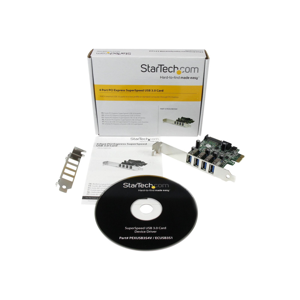 StarTech PEXUSB3S4V 4 PORT PCIe USB 3.0 CARD, SATA POWER REQUIRED, UASP, 2YR - Image 1