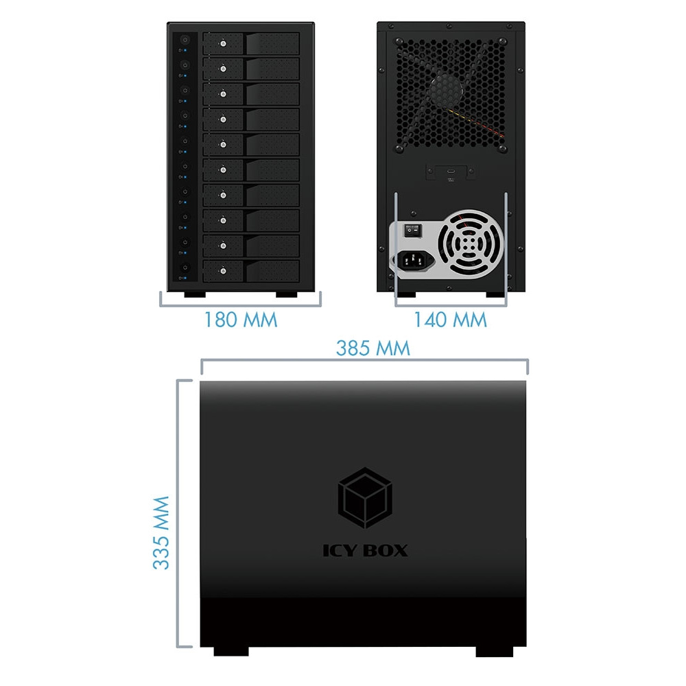 ICY BOX HDDICY3810C31 IB-3810-C31 SINGLE enclosure for 10x HDD with USB 3.1 (Gen 2) Type-C or Type-A interface - Image 6