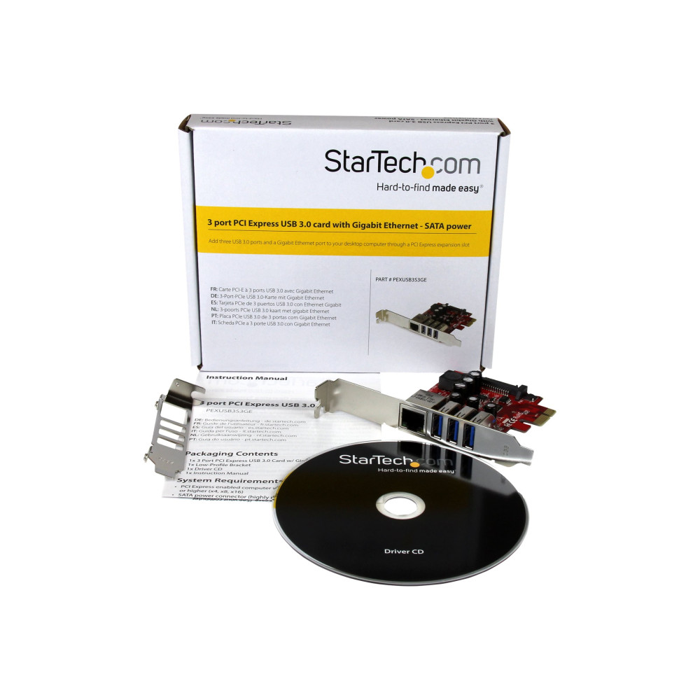 StarTech PEXUSB3S3GE 3-PORT PCI EXPRESS USB 3.0 CARD + GIGABIT ETHERNET - 5GBPS - TAA - Image 2