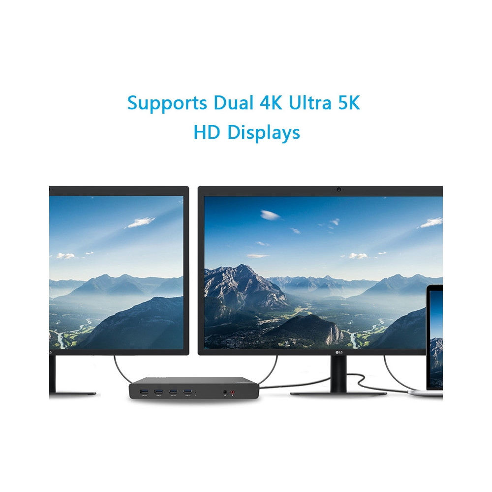 Wavlink USBWINWLUG69DK1 USB-C Ultra 5K Laptop Docking Station with 6x USB3.0, 4K Dual Video Outputs, Gigabit Ethernet, Audio WL-UG69DK1 - Image 2