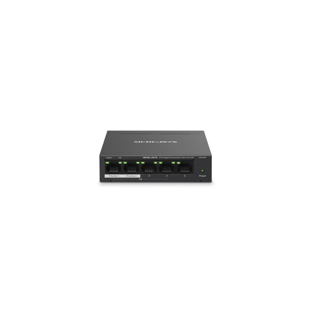 TP-LINK MS105GP 5-Port Gigabit Desktop Switch with 4-Port PoE+ PORT: 4× Gigabit PoE+ Ports, 1× Gigabit Non-PoE Port SPEC: Compatible with 802.3af/at PDs, 65 W - Image 1