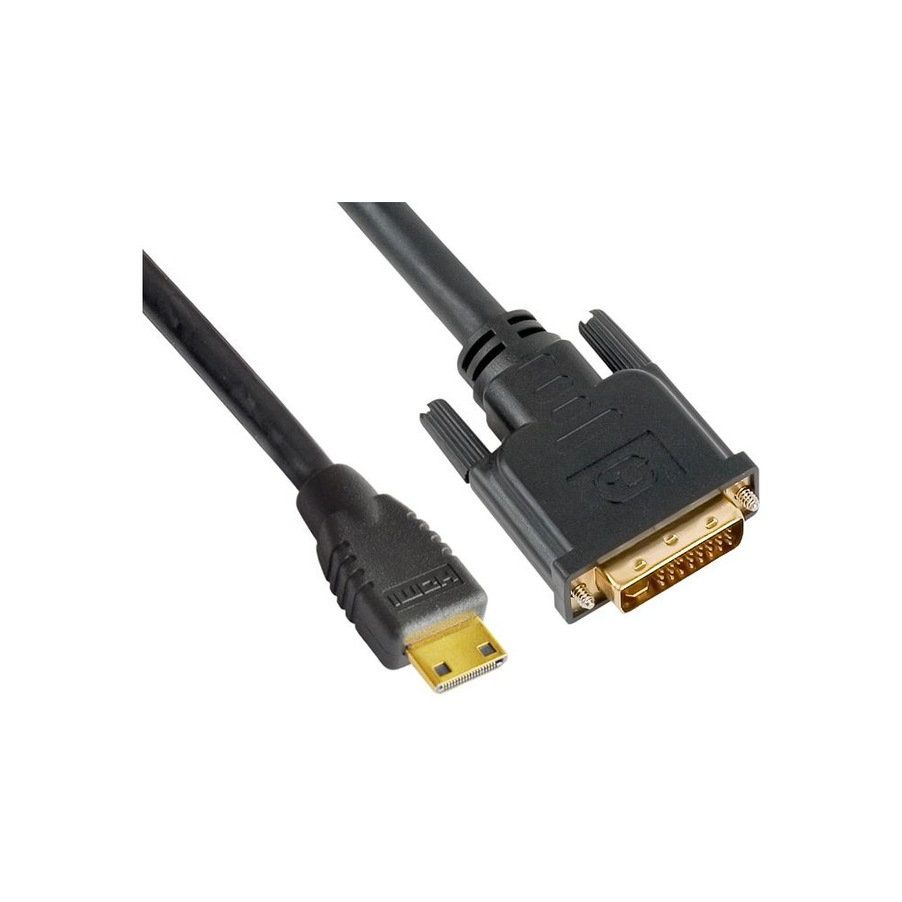 Astrotek AT-MINIHDMIDVI-0.6 Mini HDMI to DVI Cable 60cm - 19 pins Male to 24+1 pins Male 30AWG OD6.0mm Gold Plated Black PVC Jacket RoHS LS ~CBAT-MINIHDMIDVI-1.4 - Image 1