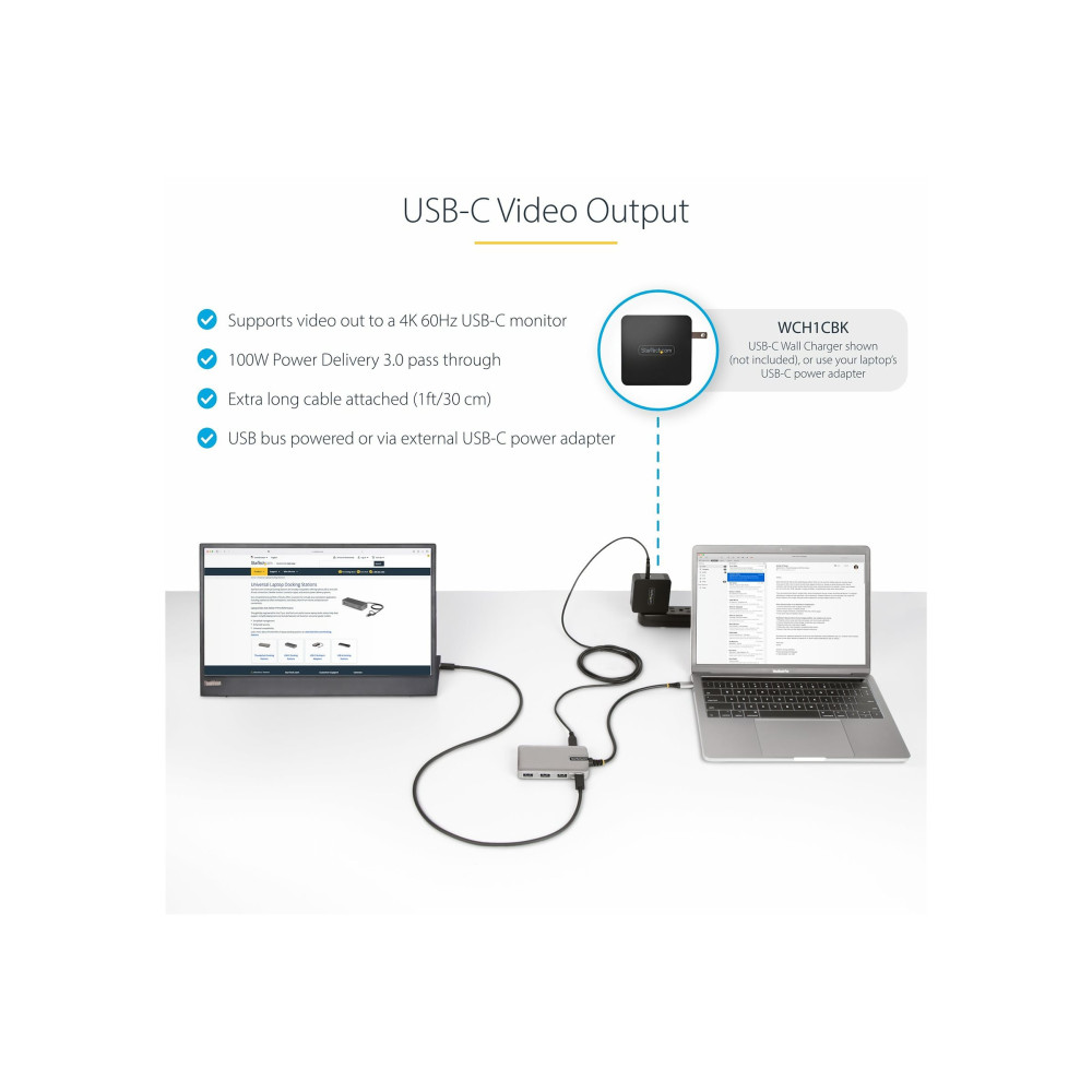 StarTech HB31C3A1CDPPD3 4-PORT USB-C 10GBPS HUB W/USB-C VIDEO OUTPUT, 3X USB-A/1XC, 100W PD, 2 YR - Image 1