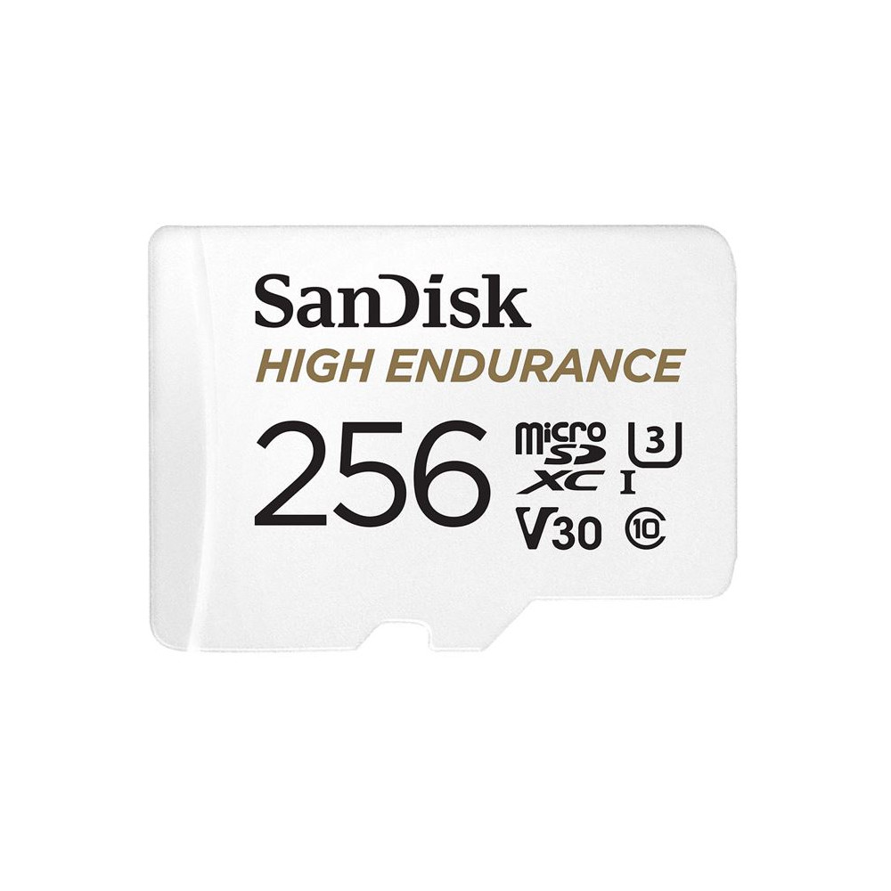 Sandisk SDSQQNR-256G-GN6IA High Endurance 256GB microSD 100MB/s 40MB/s 20K hrs 4K UHD C10 U3 V30 -40°C to 85°C Heat Freeze Shock Temperature Water X-ray Proof SD Adapter - Image 1