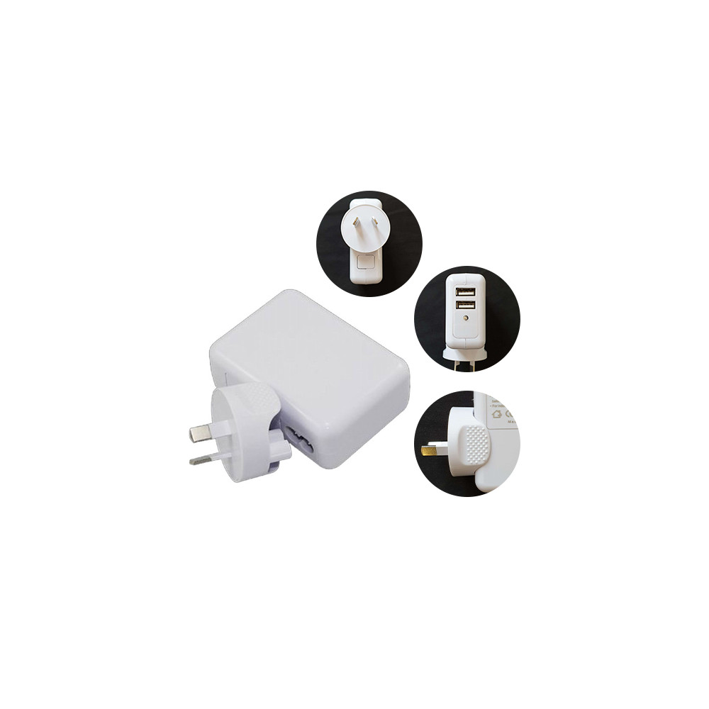 Astrotek AT-USB-PWR-2 USB Travel Wall Charger AU Power Adapter Plug 12W 5V 2.1A 100V-240V 2 Ports White for iPhone Samsung Smartphones & USB Devices - Image 1