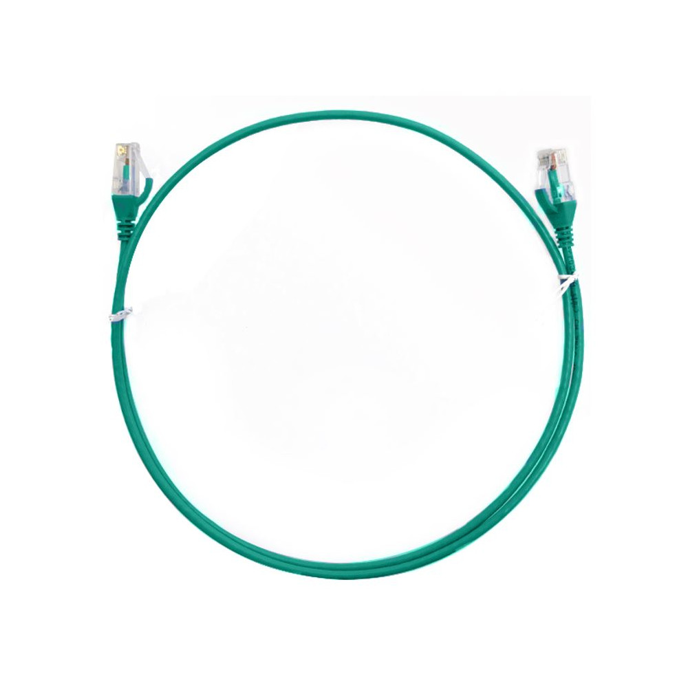 8ware CAT6THINGR-025M CAT6 Ultra Thin Slim Cable 0.25m / 25cm - Green Color Premium RJ45 Ethernet Network LAN UTP Patch Cord 26AWG for Data Only - Image 1