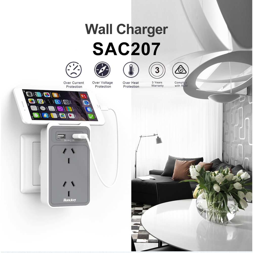 Huntkey PSUHUNSAC207TWIN SAC207 SMART WALL CHARGER with 2 AC and 2 USB combined 2.4A (TWIN PACK) - Image 10