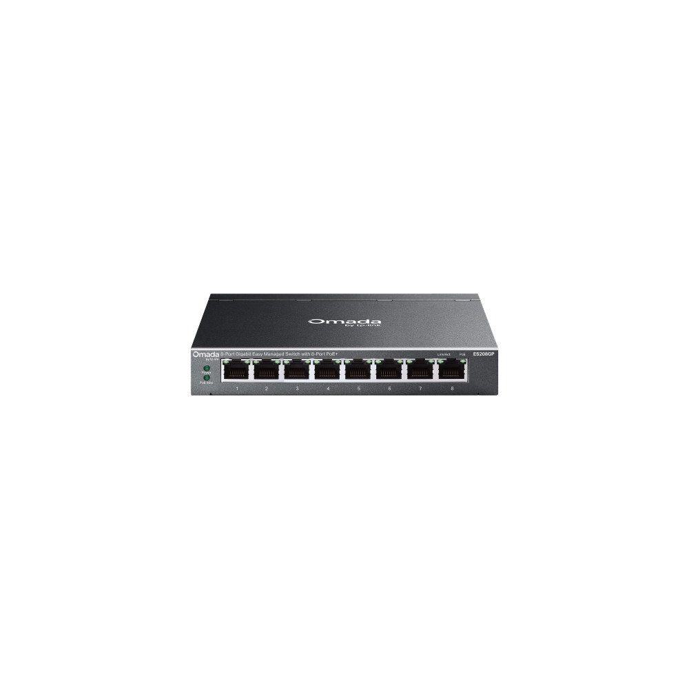 TP-LINK ES208GP OMADA 8-PORT EASY MANAGED GIGABIT DESKTOP SWITCH, POE+(8), 64W, 5YR - Image 1