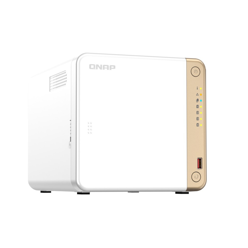 QNAP TS-462-4G , 4-Bay desktop NAS,Intel Celeron N4505 dual-core, 4 GB DDR4 onboard not expandable, 4 x 3.5"/2.5" SATA 6Gb/s drive bays, 2 x M.2 2280 PCIe, 2 Yrs - Image 1