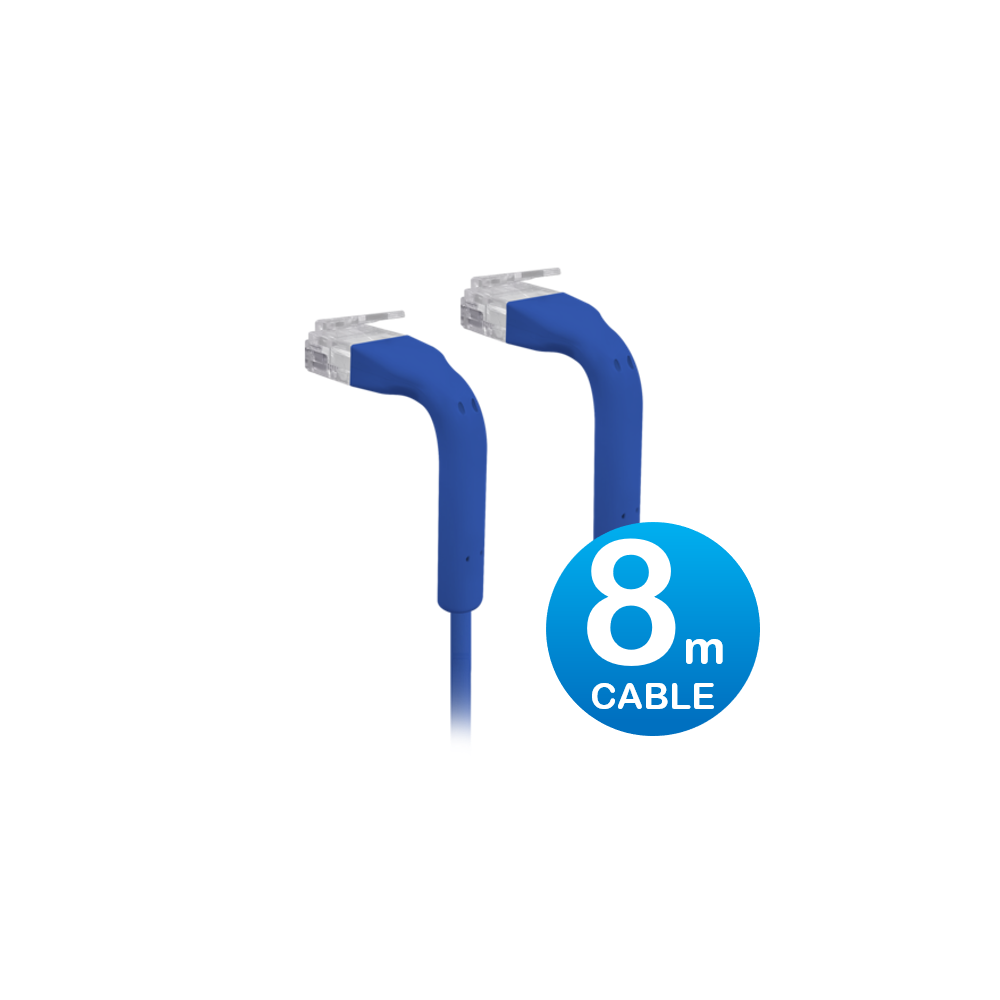 Ubiquiti U-CABLE-PATCH-8M-RJ45-BL UniFi Patch Cable 8m Blue, Both End Bendable to 90 Degree, RJ45 Ethernet Cable, Cat6, Ultra-Thin 3mm Diameter - Image 1