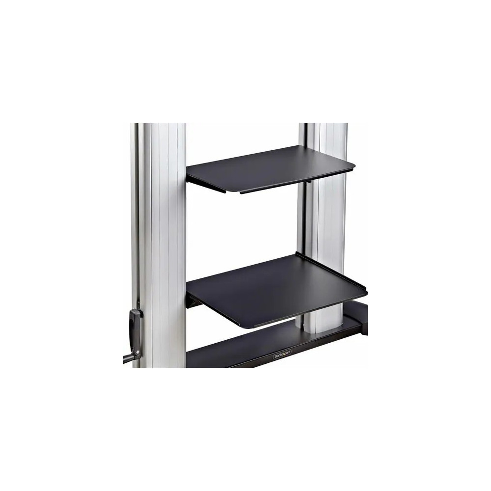StarTech 1110C-MOBILE-TV-CART Rolling TV Cart/Stand On Wheels, For 60-100inch Flat Screens and 220lb, Height Adjustable Mobile Trolley Mount/Portable Stand - VESA-compatible, heavy-duty mobile TV stand/trolley supports flat-screen TVs from 60-1 - Image 10