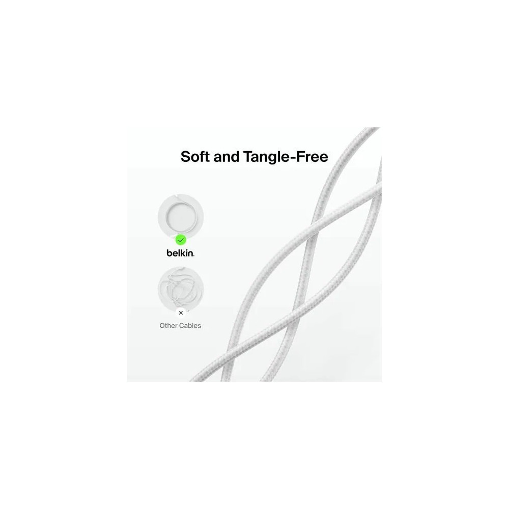 Belkin CAA022FQ2MWH BoostCharge Pro 2 m Lightning/USB-C Data Transfer Cable - Cable for iPhone, iPad Air, iPad Pro, iPad mini - First End: 1 x Lightning - Male - Second End: 1 x USB Type C- Male - MFI - White
