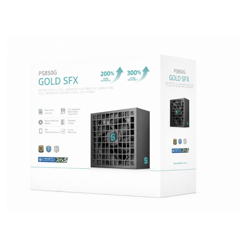 DEEPCOOL R-PS850G-FE0B-JGAU PS850G 850W Gamer Storm SFX ,Full Japanese Electrolytic Capacitors, Cybenetics Platinum /PPLP Gold, Fluid Dynamic Bearing - Image 1