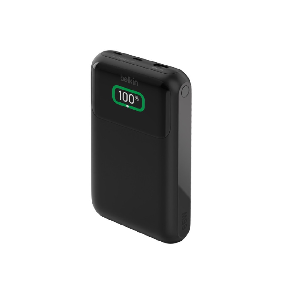 Belkin BPB020BTBK BOOSTCHARGE 20K 65W POWER BANK, 3 PORT CHARGE WITH CABLE, BLACK - Image 1