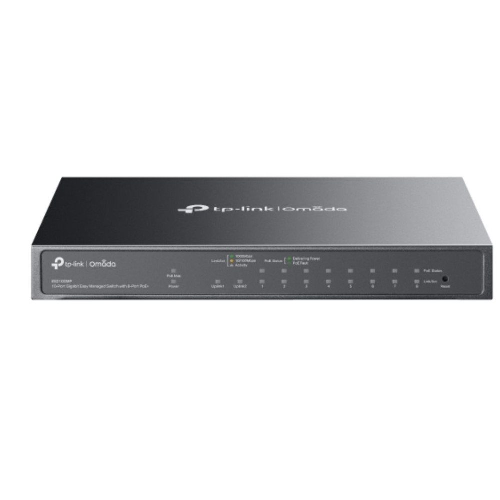 TP-LINK ES210GMP OMADA 10-PORT EASY MANAGED GIGABIT DESKTOP SWITCH, POE+(8), SFP/RJ45(2), 123W, 5YR - Image 1