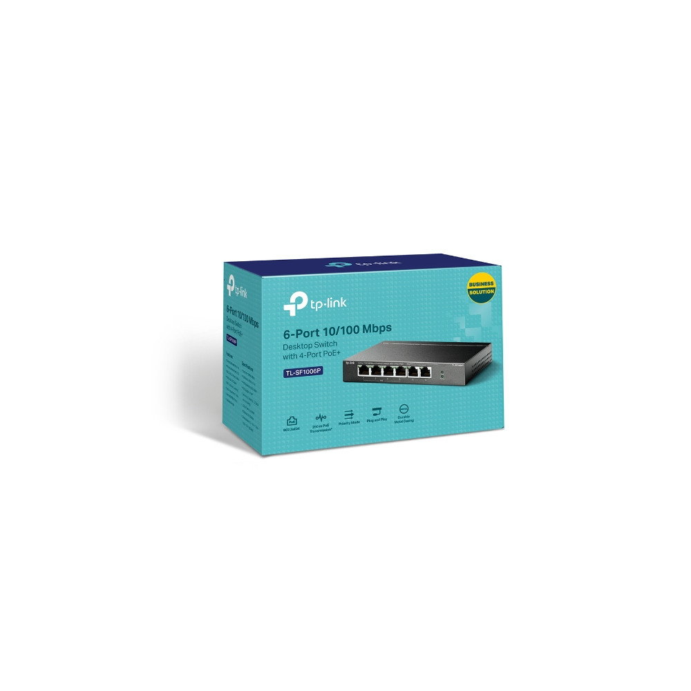 TP-LINK TL-SF1006P (CH) 6-Port 10/100Mbps Desktop Switch with 4-Port PoE+, Up To 67W For all PoE Ports, Up To 30W Each PoE Port - Image 1