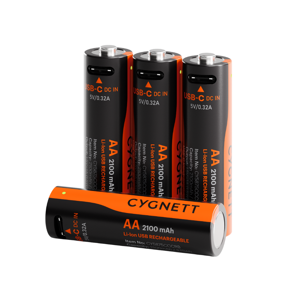 Cygnett CY5875CCCRB AA USB-C Rechargeable Li-ion Battery 4Pk (Black) - Image 1