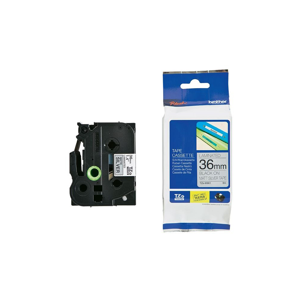 Brother TZE-M961 36mm Black on Silver MATT TZE Tape - Image 1