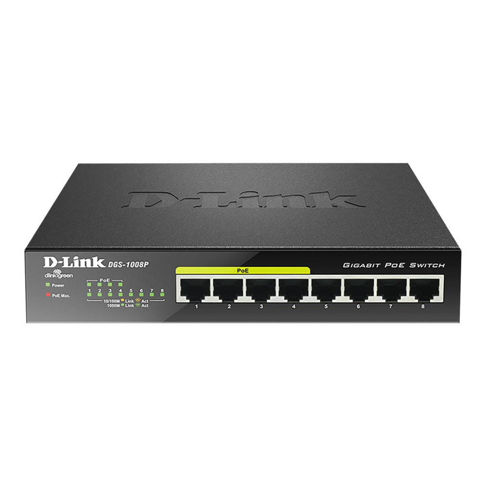 D-Link DGS-1008P 8-PORT GIGABIT POE UNMANAGED SWITCH WITH 60W POE BUDGET (METAL HOUSING) - Image 1