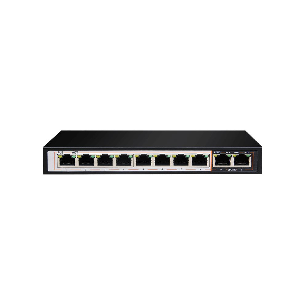 D-Link DGS-F1010P-E 10P GIGABIT POE SWITCH WITH 8 LONG REACH POE PORTS (96W) AND 2 UPLINK PORTS - Image 1