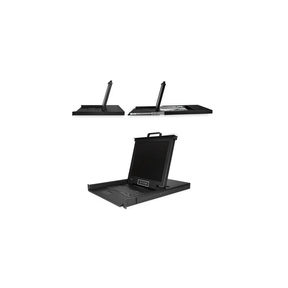 StarTech RKCONS1708K 8 Port Rackmount KVM Console w/ 1.8m Cables - Integrated KVM Switch w/ 17" LCD Monitor - Fully Featured 1U LCD KVM Drawer- OSD KVM - Durable 50,000 MTBF - USB + VGA Support - Image 2