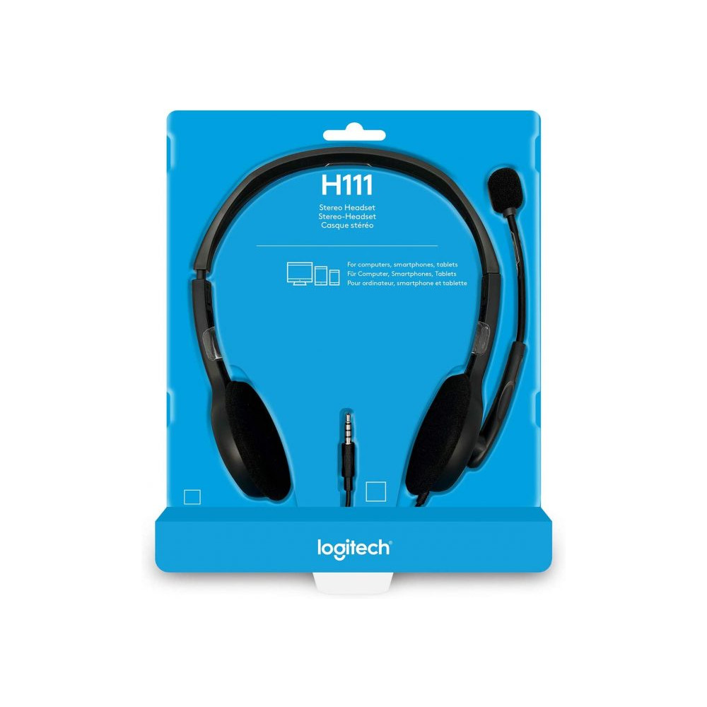 Logitech 981-000612 H111 Strereo Headset (Single 3.5mm Jack) Cable length: 7.71 ft (2.35 m) 2-Year Limited Hardware Warranty - Image 1