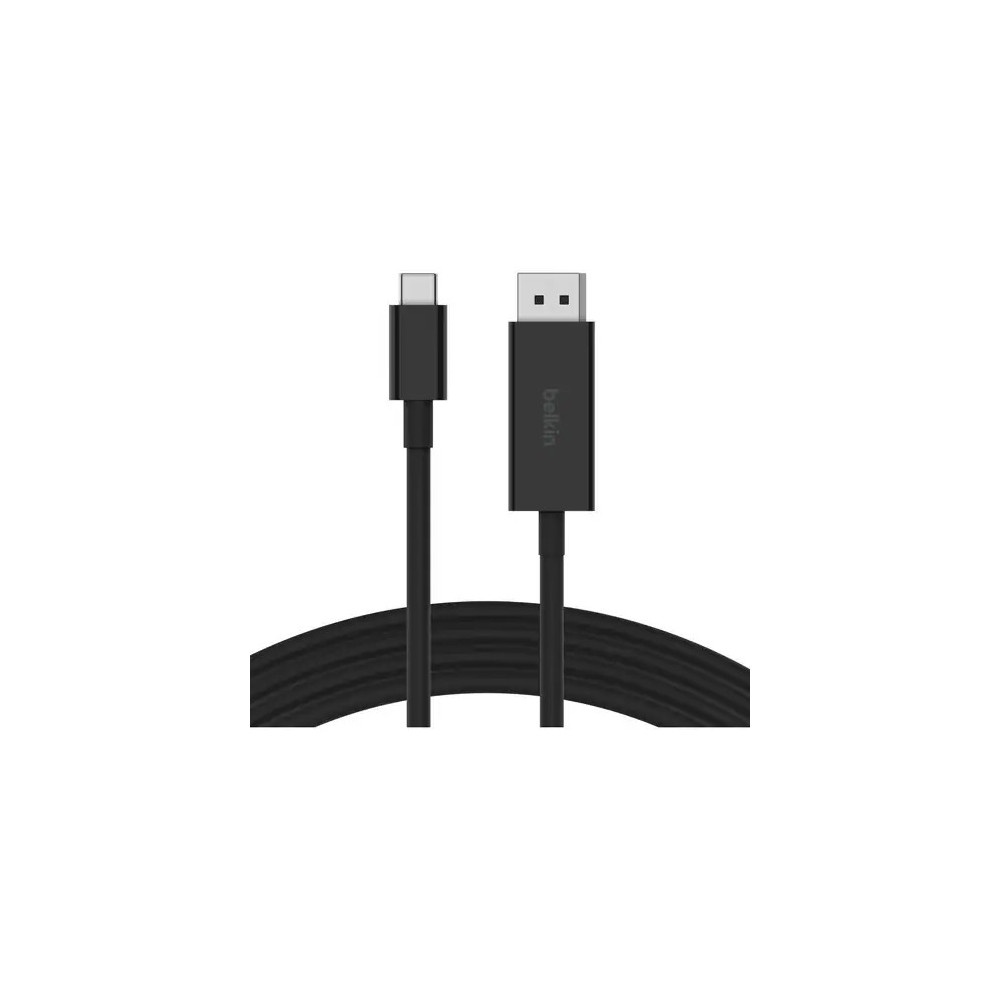 Belkin AVC014BT2MBK Connect 2 m DisplayPort/USB-C Data Transfer Cable - Cable for Chromebook, MacBook, iPad Pro, Projector, TV, Mobile Device - First End: 1 x USB Type C - Male - Second End: 1 x DisplayPort 1.4 Digital Audio/Video - Male - 32.4 Gbit/s - S