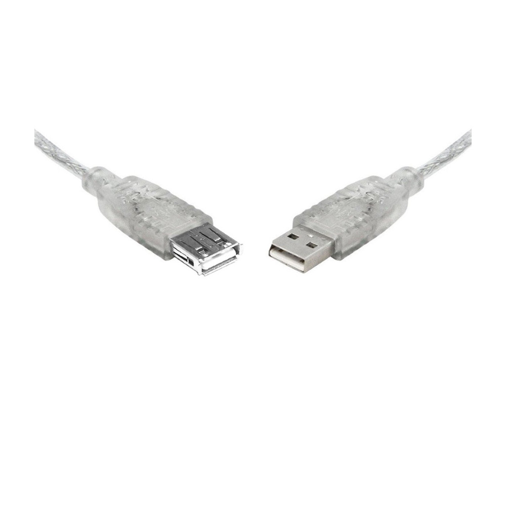 8ware UC-2002AAE USB 2.0 Extension Cable 2m A to A Male to Female Transparent Metal Sheath Cable - Image 1