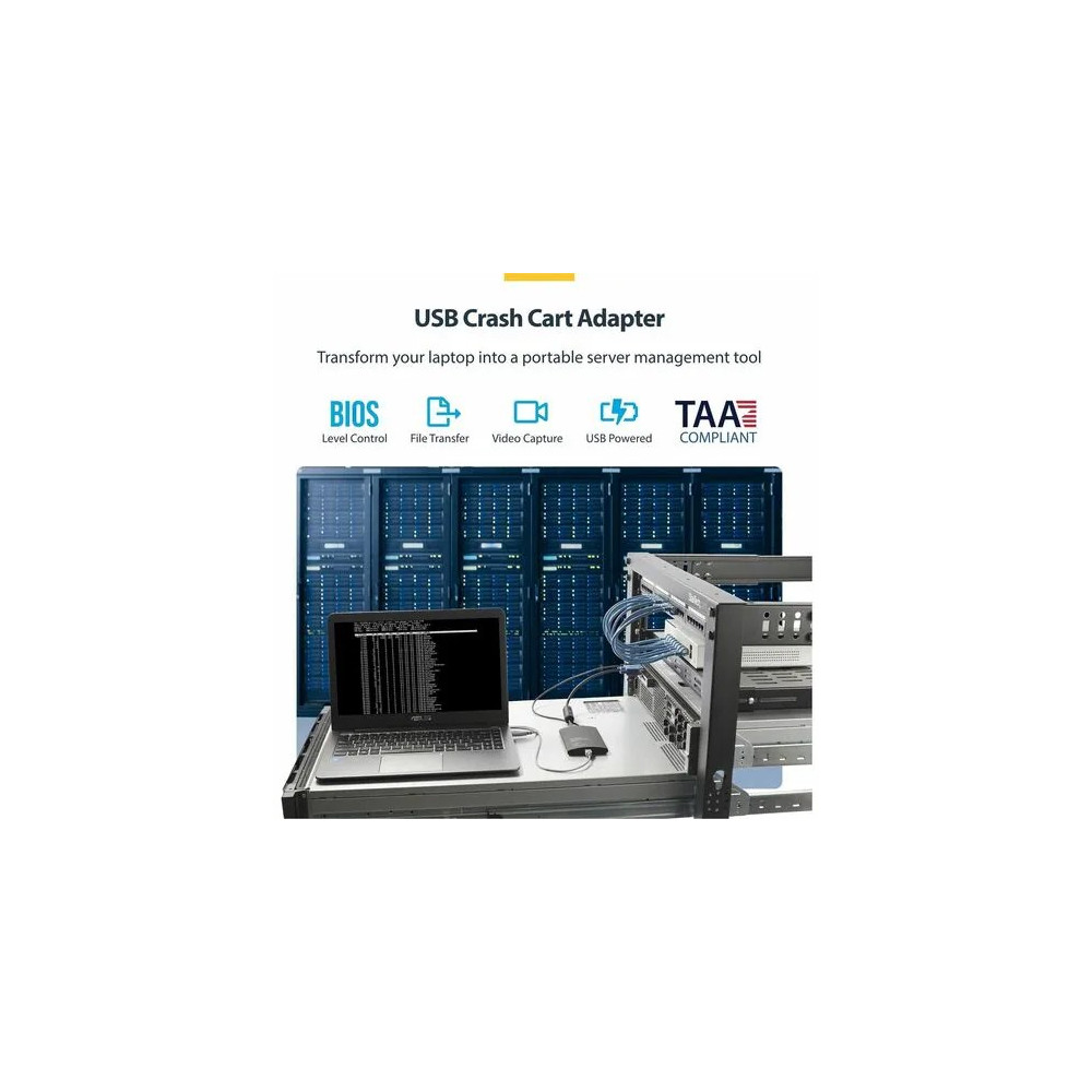 StarTech NOTECONS02 USB Crash Cart Adapter with File Transfer & Video Capture at 1920 x1200 60Hz, TAA - KVM adapter accesses any VGA and USB system - Instant BIOS-level control - Video capture at 1920 x 1200 60Hz - Share troubleshooting info wit - Image 3