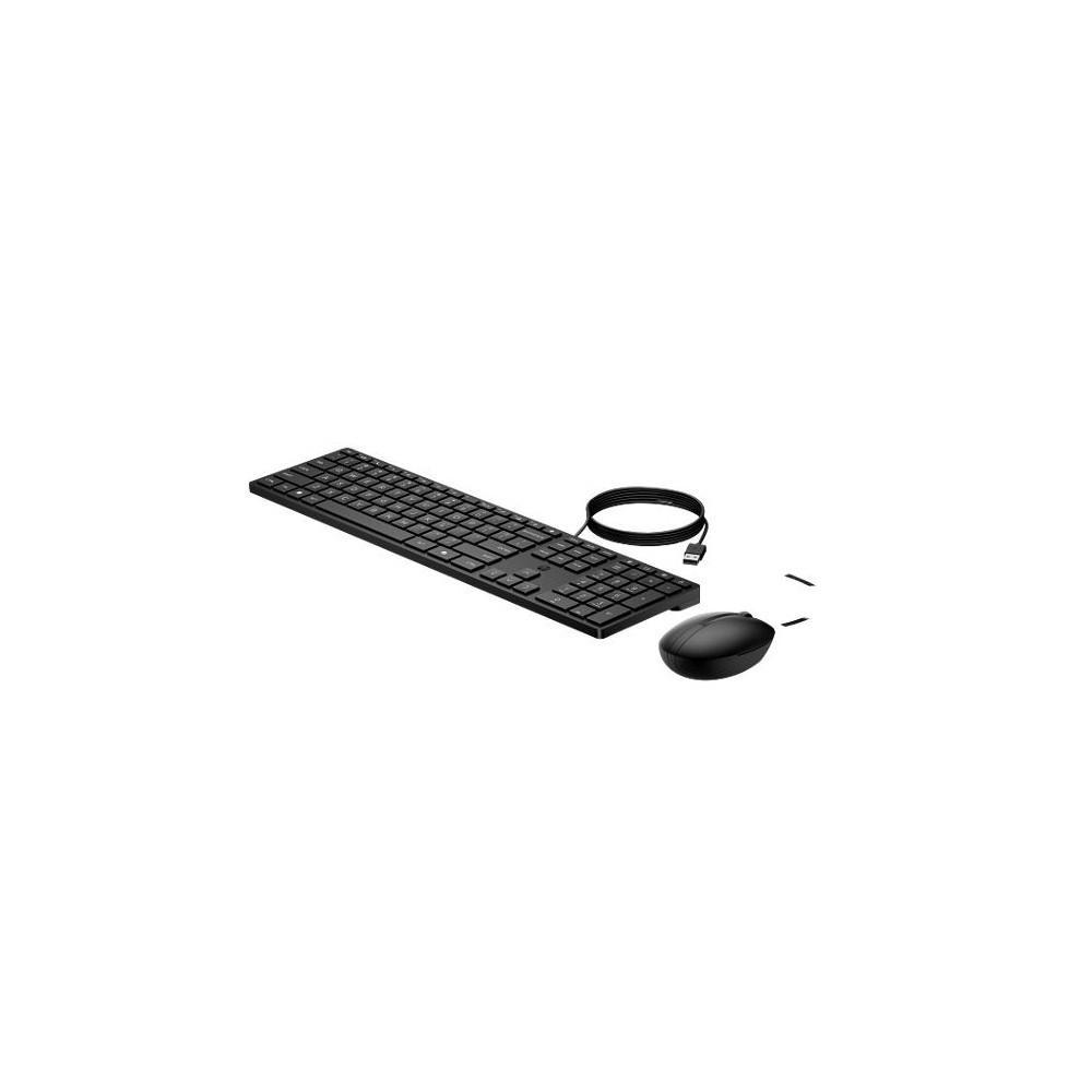 HP 9SR36UT 320MK USB Wired Desktop Keyboard Mouse Combo Reduced-sized & Low-Profile Quiet Keys Plug&Play for Notebook Desktop PC WIN11/10 Black - Image 1