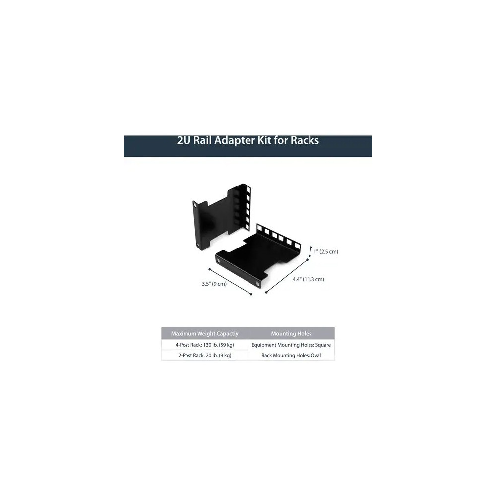 StarTech RDA2U 2U Server Rack Depth Extender Adapter Kit - Recess or Extend 4" - TAA Complaint - 58.97 kg Load Capacity - Steel - 1 Each - Image 6