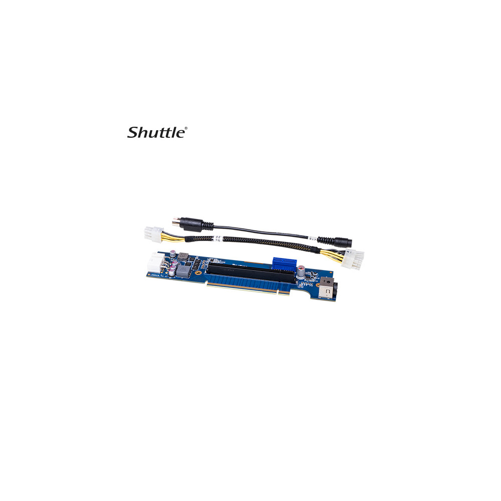 Shuttle PRC02 XPCs Add-On Cards includes a PCIe riser card with a Molex power cable and a power extender cable - Image 1