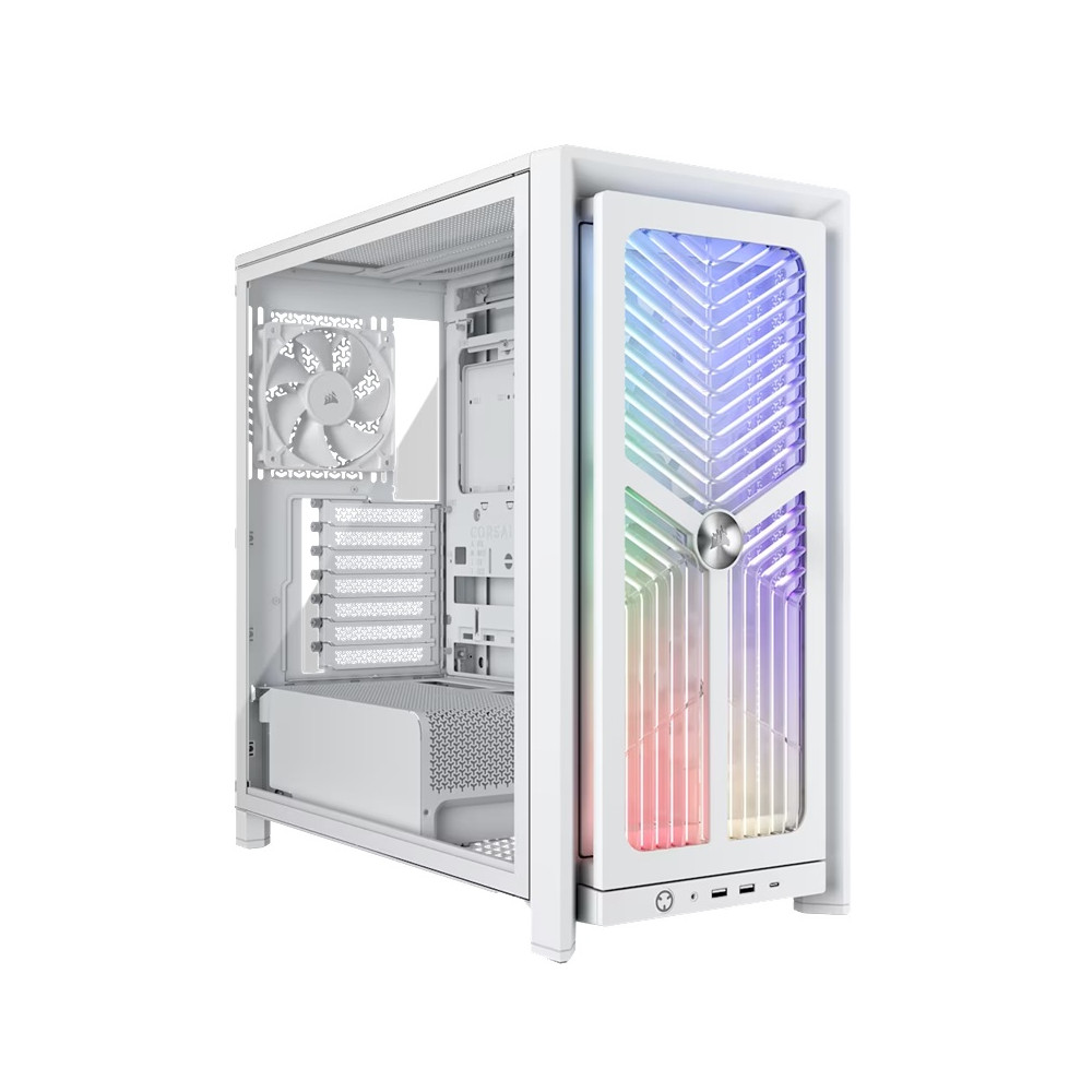 Corsair CC-9011303-WW FRAME 4000X RS Mid-Tower PC Case - White, Mid-Tower ATX/E-ATX Mini-ITX Micro-ATX 430mm GPU 170mm CPU 360mm rad TG USB-C 3x120/2x140 fans - Image 1